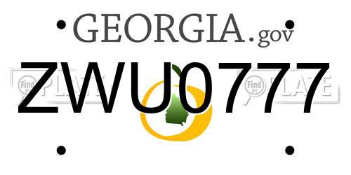 ZWU0777 Georgia License Plate