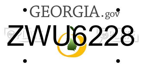 ZWU6228 Georgia License Plate