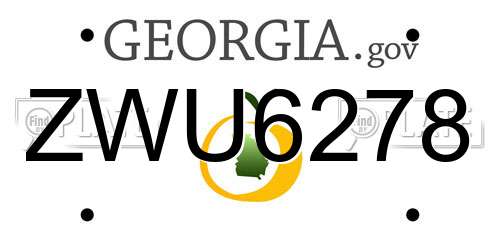 ZWU6278 Georgia License Plate