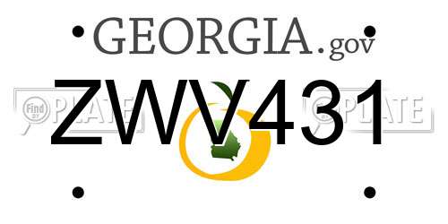 ZWV431 Georgia License Plate