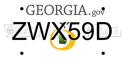ZWX59D Georgia License Plate