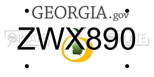 ZWX890 Georgia License Plate