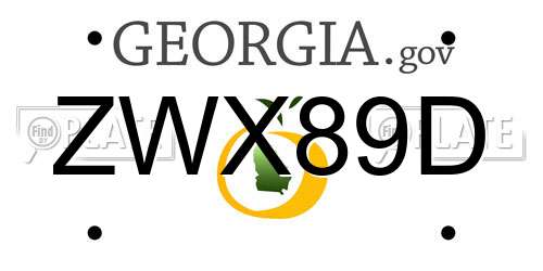 ZWX89D Georgia License Plate