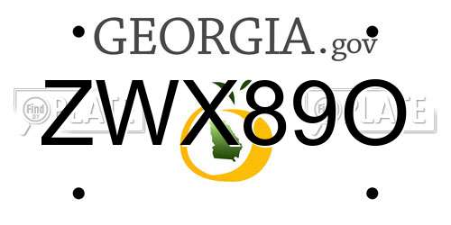 ZWX89O Georgia License Plate