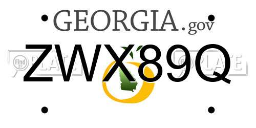ZWX89Q Georgia License Plate