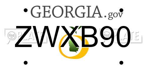 ZWXB90 Georgia License Plate