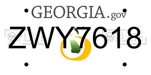 ZWY7618 Georgia License Plate