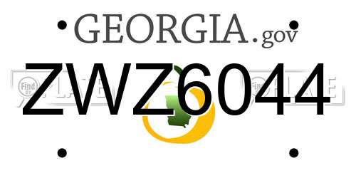 ZWZ6044 Georgia License Plate