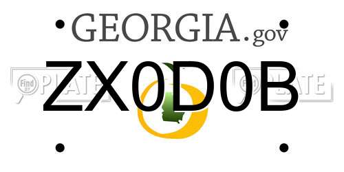 ZX0D0B Georgia License Plate