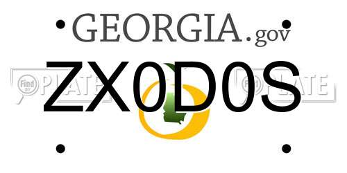 ZX0D0S Georgia License Plate