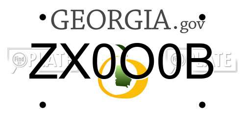 ZX0O0B Georgia License Plate