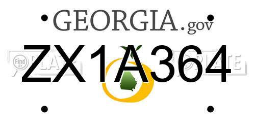 ZX1A364 Georgia License Plate