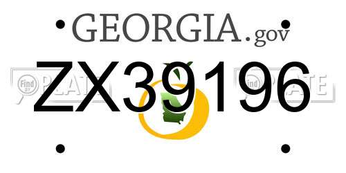 ZX39196 Georgia License Plate
