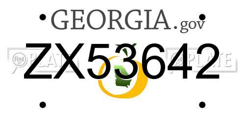 ZX53642 Georgia License Plate