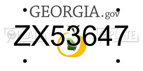 ZX53647 Georgia License Plate