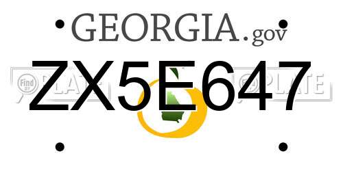 ZX5E647 Georgia License Plate