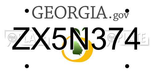 ZX5N374 Georgia License Plate