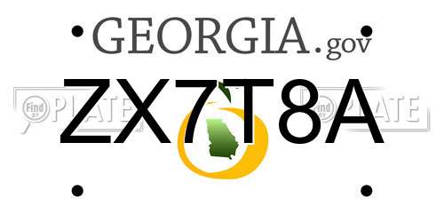 ZX7T8A Georgia License Plate