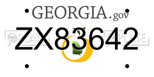 ZX83642 Georgia License Plate