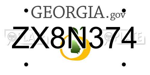 ZX8N374 Georgia License Plate