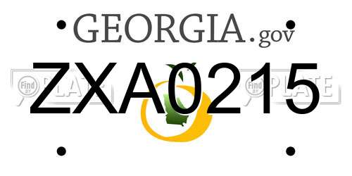 ZXA0215 Georgia License Plate