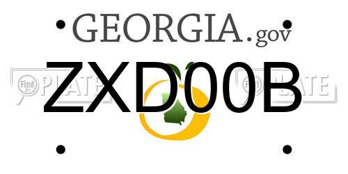 ZXD00B Georgia License Plate