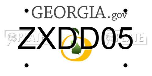 ZXDD05 Georgia License Plate