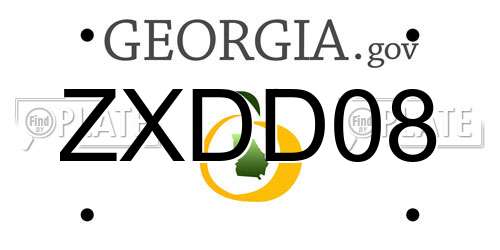 ZXDD08 Georgia License Plate