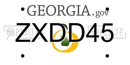 ZXDD45 Georgia License Plate
