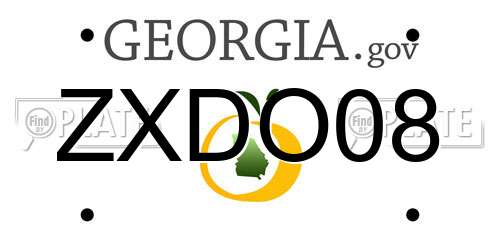 ZXDO08 Georgia License Plate