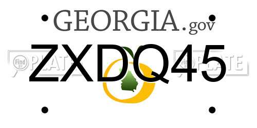 ZXDQ45 Georgia License Plate