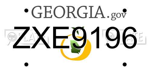 ZXE9196 Georgia License Plate