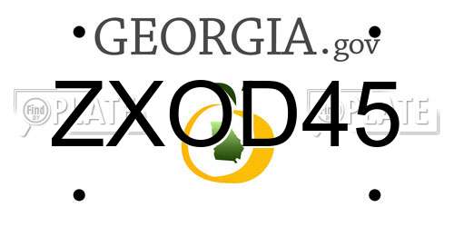 ZXOD45 Georgia License Plate