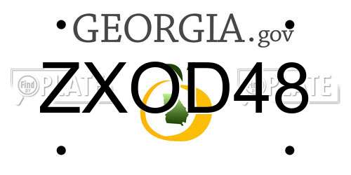 ZXOD48 Georgia License Plate