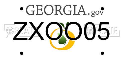 ZXOO05 Georgia License Plate