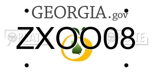ZXOO08 Georgia License Plate