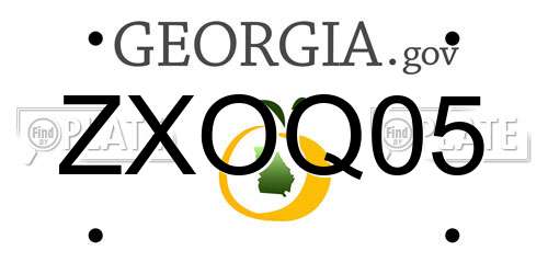 ZXOQ05 Georgia License Plate