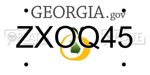 ZXOQ45 Georgia License Plate