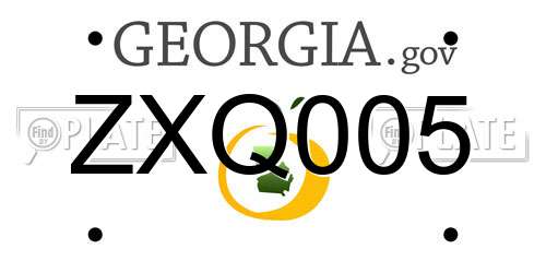 ZXQ005 Georgia License Plate