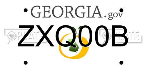 ZXQ00B Georgia License Plate
