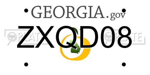 ZXQD08 Georgia License Plate