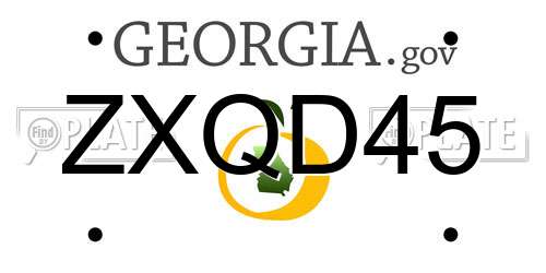 ZXQD45 Georgia License Plate