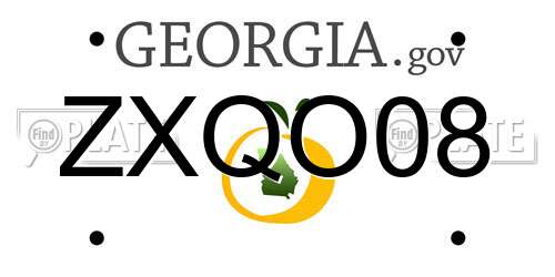 ZXQO08 Georgia License Plate