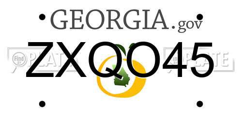 ZXQO45 Georgia License Plate