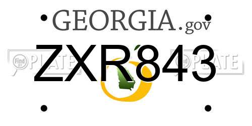 ZXR843 Georgia License Plate
