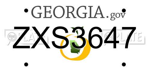 ZXS3647 Georgia License Plate
