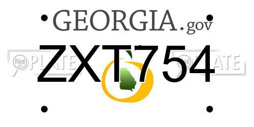 ZXT754 Georgia License Plate