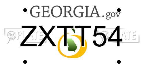 ZXTT54 Georgia License Plate