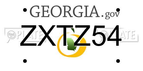 ZXTZ54 Georgia License Plate