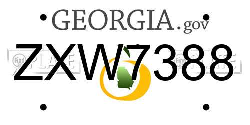 ZXW7388 Georgia License Plate